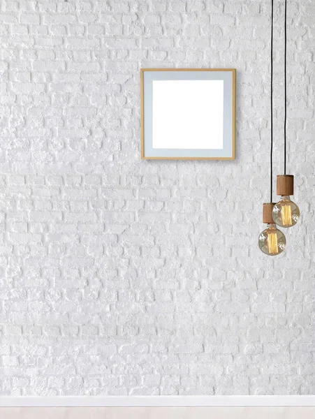 White Brick Stone Wall Interior Design Modern Lamp Home Office —  Fotos de Stock