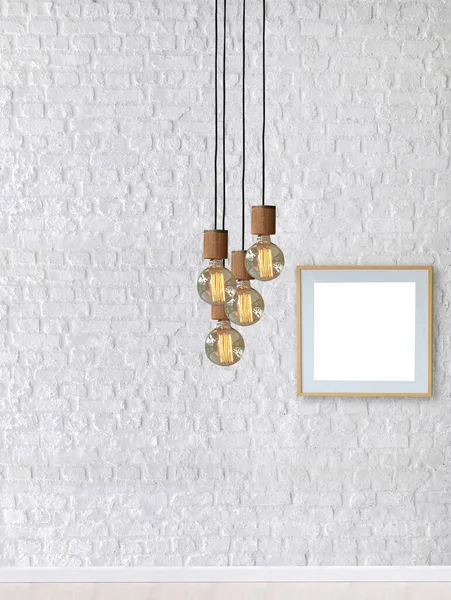 Steinwand Leer Innendekoration Moderne Lampe Und Holzboden Konzept Dekorative Und — Stockfoto