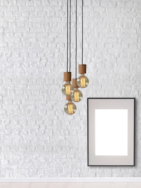 Steinwand Leer Innendekoration Moderne Lampe Und Holzboden Konzept Dekorative Und — Stockfoto