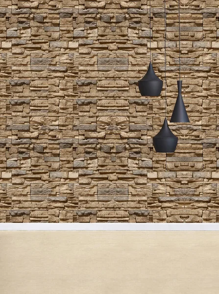 Lege Kamer Interieur Met Betonnen Muur Houten Vloer Moderne Lamp — Stockfoto