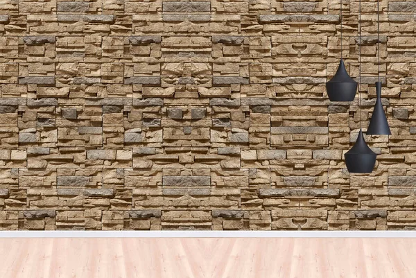 Puste Wnętrze Pokoju Betonową Ścianą Drewnianą Podłogą Nowoczesna Lampa — Zdjęcie stockowe