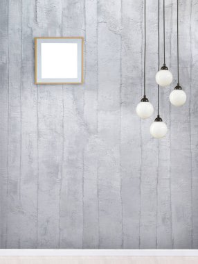 Parlak taş duvar iç tasarım ve modern lamba