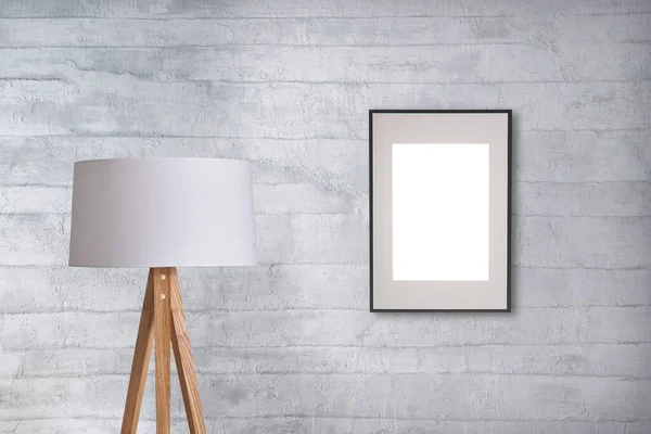 Gri taş duvar, ev, ofis, otel ve yatak odası için iç mimari, modern lamba.