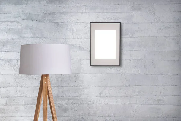 Gri taş duvar, ev, ofis, otel ve yatak odası için iç mimari, modern lamba.