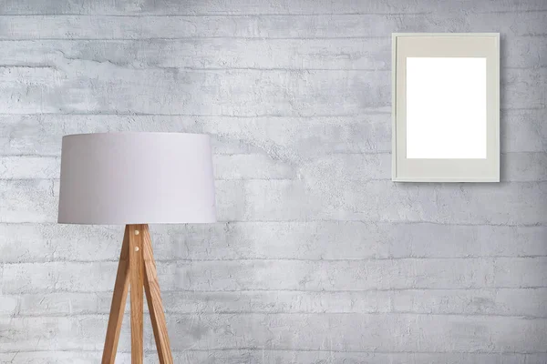 Gri taş duvar, ev, ofis, otel ve yatak odası için iç mimari, modern lamba.