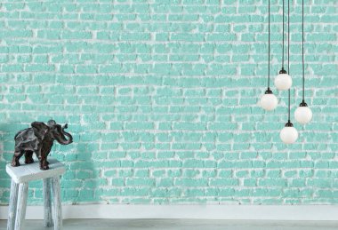 Modern lamba ve iç tasarım taş duvarda asılı.