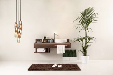 modern duvar temiz banyo tarzı ve iç dekoratif tasarım, modern lamba