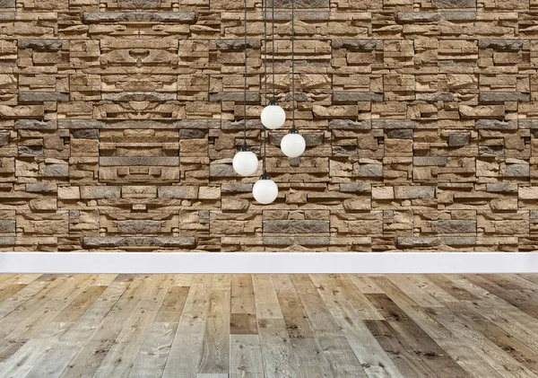 石の壁 オフィス ホテル ベッドルーム モダンなランプのインテリアデザイン 3Dイラスト — ストック写真