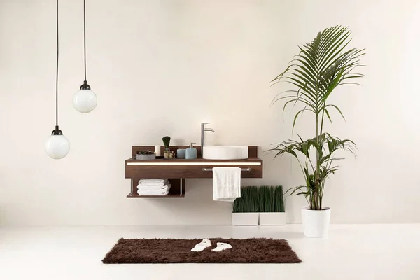 Parede Moderna Estilo Banheiro Limpo Design Decorativo Interior Lâmpada Moderna — Fotografia de Stock