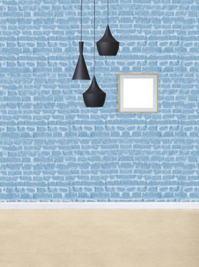 parlak boş iç tasarım, taş duvar