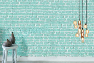 parlak boş iç tasarım, taş duvar