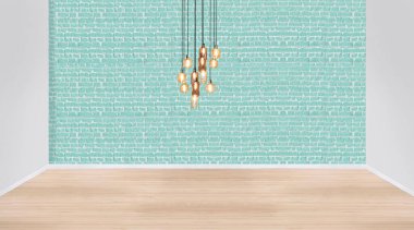 Boş ev iç tasarımı ve lamba. 3B illüstrasyon