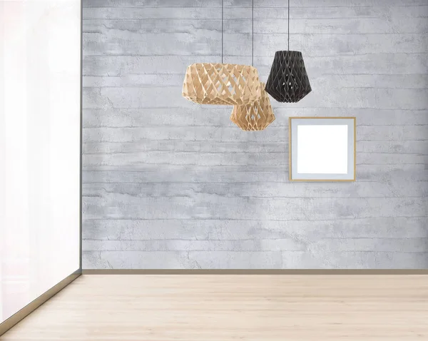 Mur Vide Décoration Intérieure Moderne Lampe Plancher Bois Concept Fond — Photo