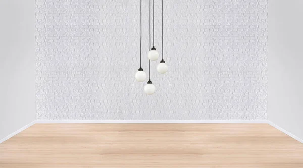 Stenen Muur Lege Kamer Interieur Hanglamp Illustratie — Stockfoto