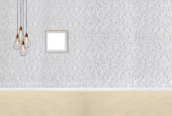 Каменная Стена Пустая Комната Дизайн Интерьера Висячая Лампа Иллюстрация — стоковое фото
