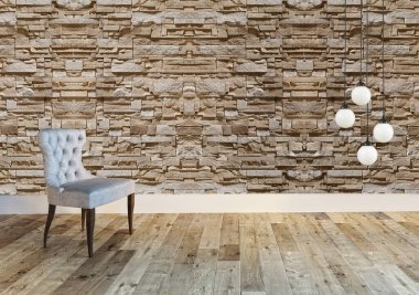 Modern boş ev iç mimarisi ve lamba. 3B illüstrasyon