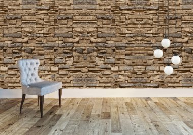 Modern boş ev iç mimarisi ve lamba. 3B illüstrasyon