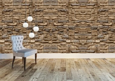 Modern boş ev iç mimarisi ve lamba. 3B illüstrasyon