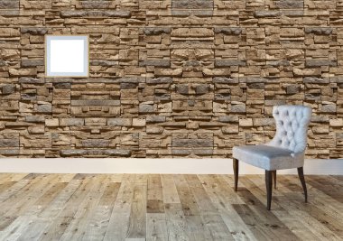 Modern parlak iç mekan. 3B illüstrasyon