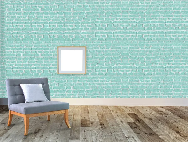 空の部屋の内部の石壁と木の床 3Dイラスト — ストック写真
