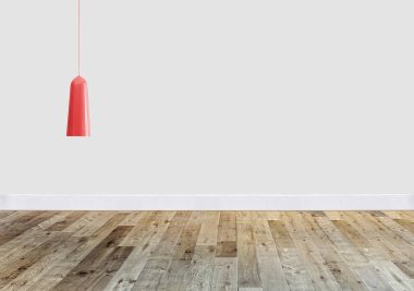 Modern parlak iç mekan ve lamba. 3B illüstrasyon