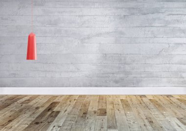 Modern parlak iç mekan ve lamba. 3B illüstrasyon