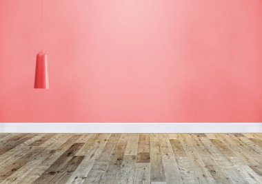 Modern parlak iç mekan ve lamba. 3B illüstrasyon