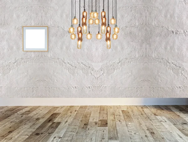 Interieur Houten Vloer Stenen Muur Concept Decoratieve Achtergrond Voor Thuis — Stockfoto