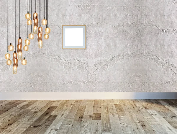 Interieur Houten Vloer Stenen Muur Concept Decoratieve Achtergrond Voor Thuis — Stockfoto