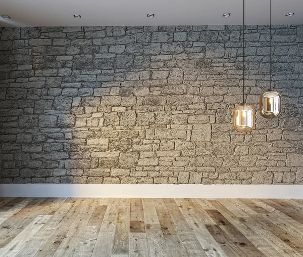 oda ve iç tasarım, asılı lamba. 3B illüstrasyon