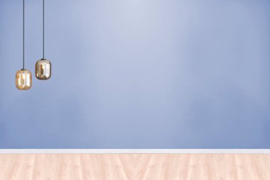 Parlak boş iç tasarım, taş duvar. 3B illüstrasyon