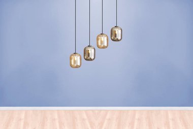 Parlak boş iç tasarım, taş duvar. 3B illüstrasyon