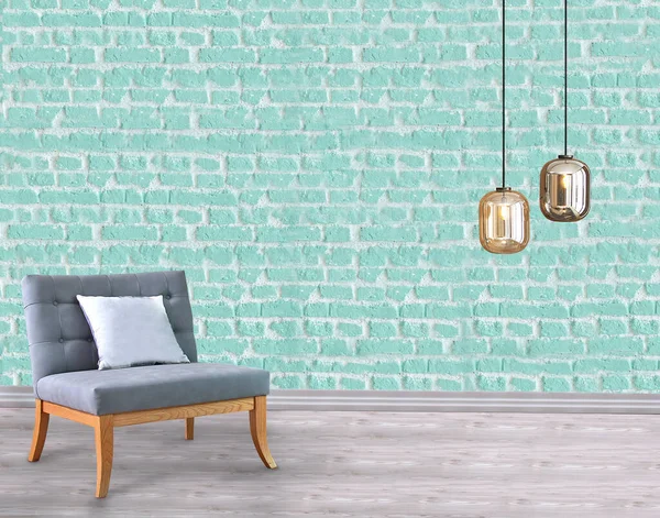 Soggiorno Vuoto Decorazione Interni Lampada Moderna Pavimento Legno Concetto Muro — Foto Stock