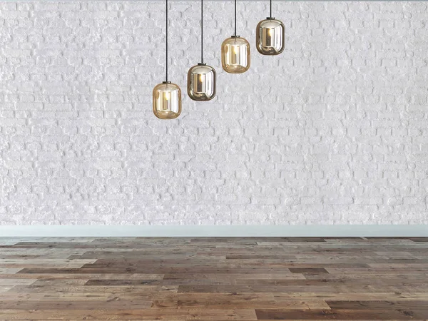 Empty Room Interior Design Hanging Lamp Illustration — Stock Photo, Image