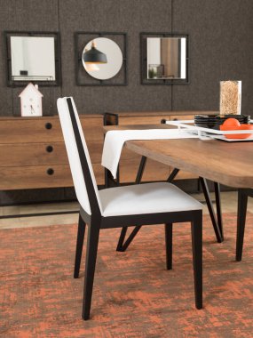 Modern lamba, yemek odası ve otel için tasarlanmış iç tasarım.