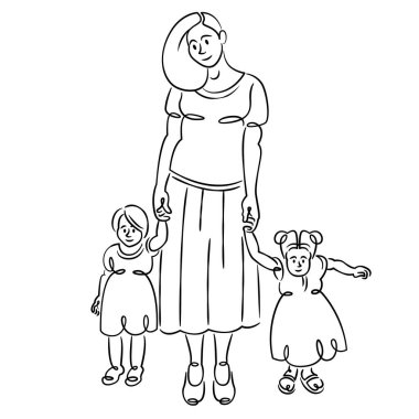 Küçük çocuğu olan genç bir kadın anne. Annelik ve çocukluk kavramı.