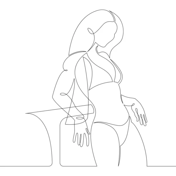 Retrato de una joven en bikini con una capa transparente. — Vector de stock