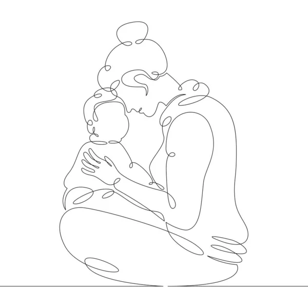 年轻的母亲花时间，和小孩玩耍，拥抱. — 图库矢量图片