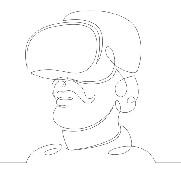 小伙子在玩，戴着虚拟现实眼镜工作. — 图库照片