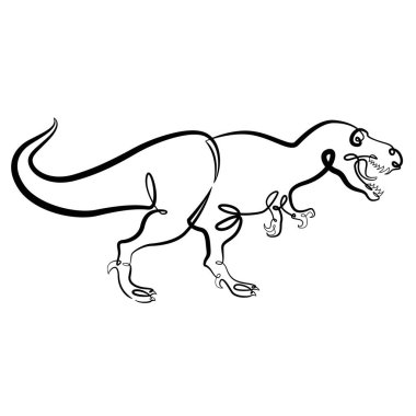 Tarih öncesi sürüngen tyrannosaurus dinozoru ağzı açık..