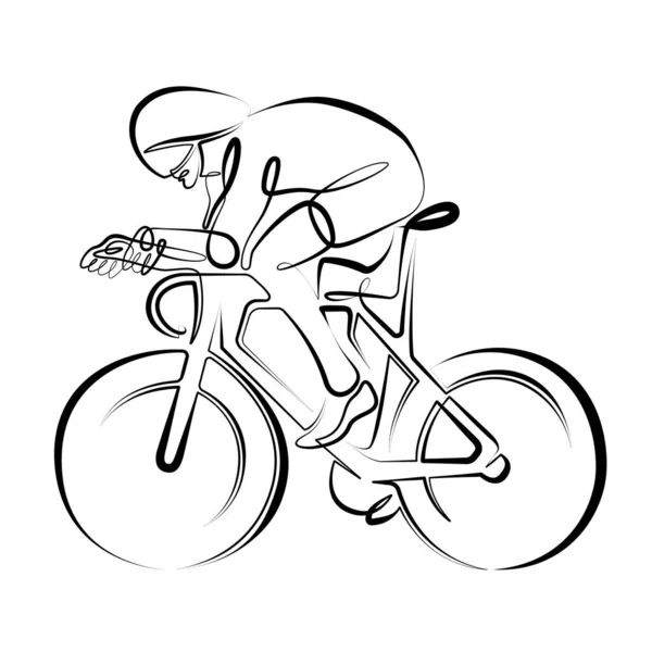Rowerzysta w kasku na rowerze wyścigowym w wyścigu. — Wektor stockowy