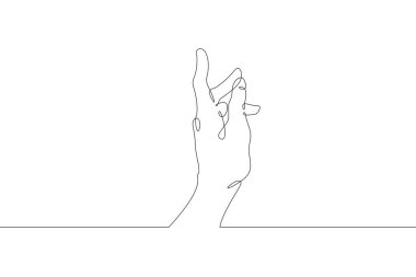 Bilek. Avuç içi. Parmaklarının pozisyonu farklı. İşaret ve jestlerin sembolü. Bir tane sürekli çizim çizimi logosu tek elle çizilmiş resim karalaması izole edilmiş en küçük illüstrasyon.