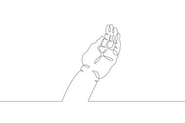 Bilek. Avuç içi. Parmaklarının pozisyonu farklı. İşaret ve jestlerin sembolü. Bir tane sürekli çizim çizimi logosu tek elle çizilmiş resim karalaması izole edilmiş en küçük illüstrasyon.