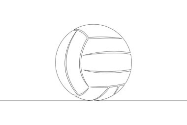 Voleybol oynamak için top. Oyun spor ekipmanları. Bir sürekli çizim çizimi logosu. Tek elle çizilmiş resim karalaması..