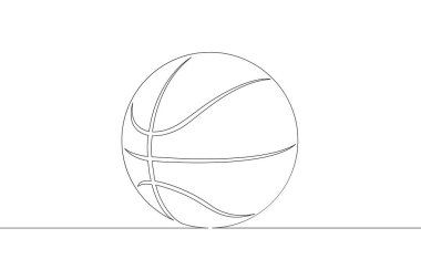 Basketbol topu. Oyun spor ekipmanları. Bir tane sürekli çizim çizimi logosu tek elle çizilmiş resim karalaması izole edilmiş en küçük illüstrasyon.