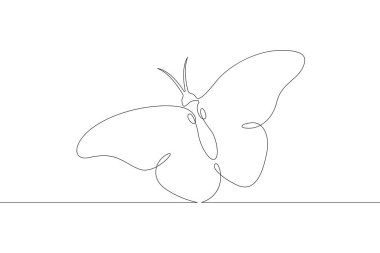 Kelebek böceği kanatlarını çırparak uçar. Bir tane sürekli çizim çizimi logosu tek elle çizilmiş resim karalaması izole edilmiş en küçük illüstrasyon.