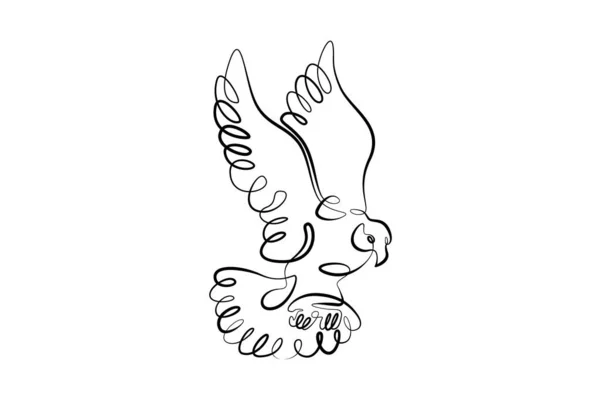 Pták Letící Vzduchu Během Letu Roztáhněte Křídla Jedno Logo Kreslicí — Stock fotografie