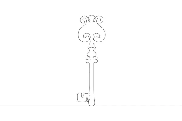 Большой Металлический Старый Ключ Замка Один Сплошной Рисунок Логотипа Рисования — стоковое фото