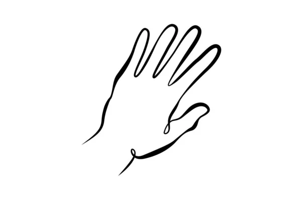 愤怒的人手部姿势不同的手指位置 手势的标志和象征 一个连续的绘图线标识单手绘制的艺术涂鸦孤立的极小的插图 — 图库照片