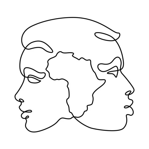 Portret Kobiety Mężczyzny Profil Twarzy Symbol Lokalnej Narodowości Mapa Sylwetki — Zdjęcie stockowe